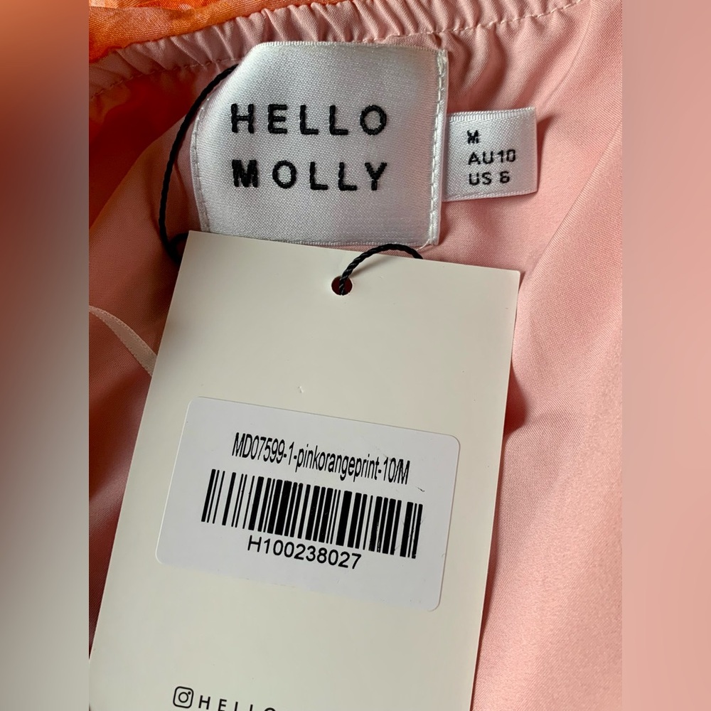 Hello Molly Peach Pink Floral Halter Tiered Mini Dress - Picture 7 of 7